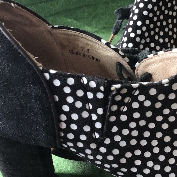 FarylRobin Black and White Polka Dot Sued Ankle Boot - Picture 6 of 8